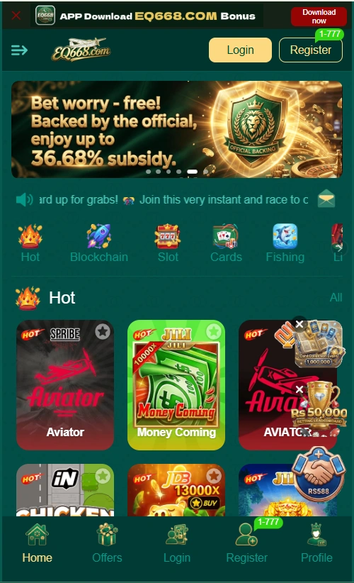 EQ668 Game dashboard